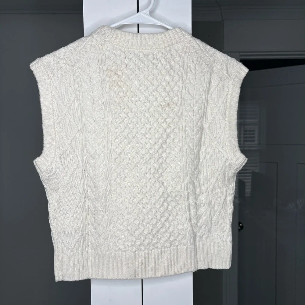 NWT J. Crew Cable-knit Shell Sweater Wool Blend Ivory